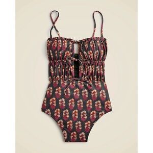 J. Crew Ruched Tie Front One Piece Swimsuit